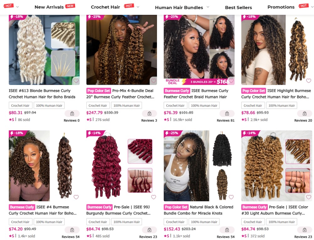 ISEE crochet human hair products